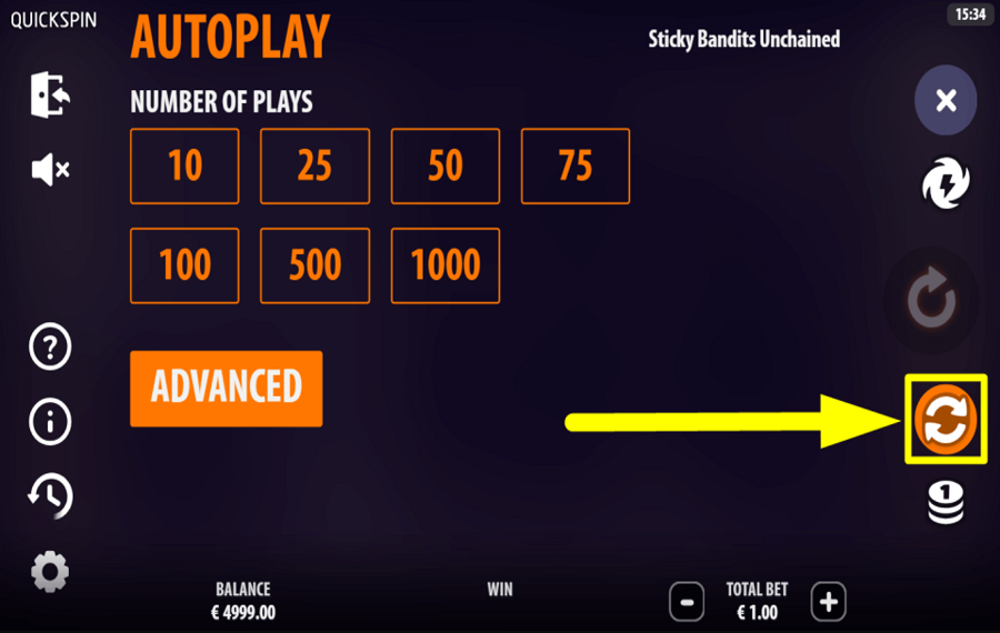 Sticky Bandits Unchained RÉGLER DES TOURS AUTOMATIQUES.