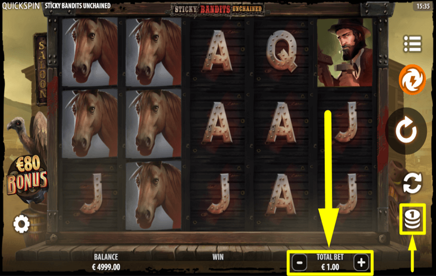 Sticky Bandits Unchained SÉLECTIONNEZ LA MISE TOTALE.