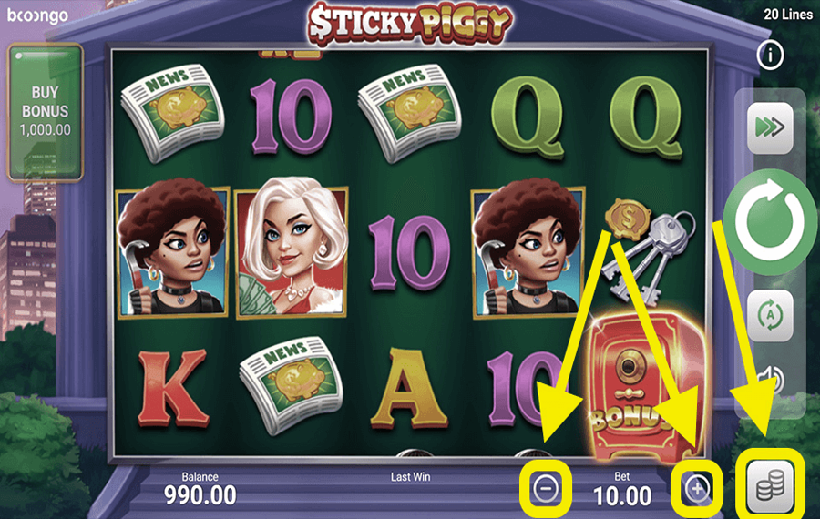 Sticky Piggy Choose your bet amount.