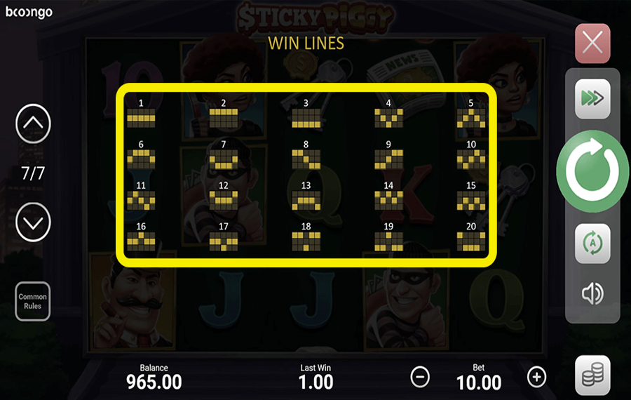 Sticky Piggy Choose the paylines.