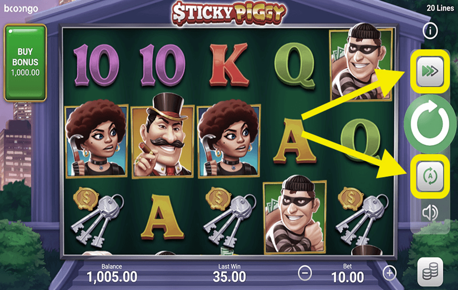 Sticky Piggy Using the optional “Autoplay” and “Turbo” features.