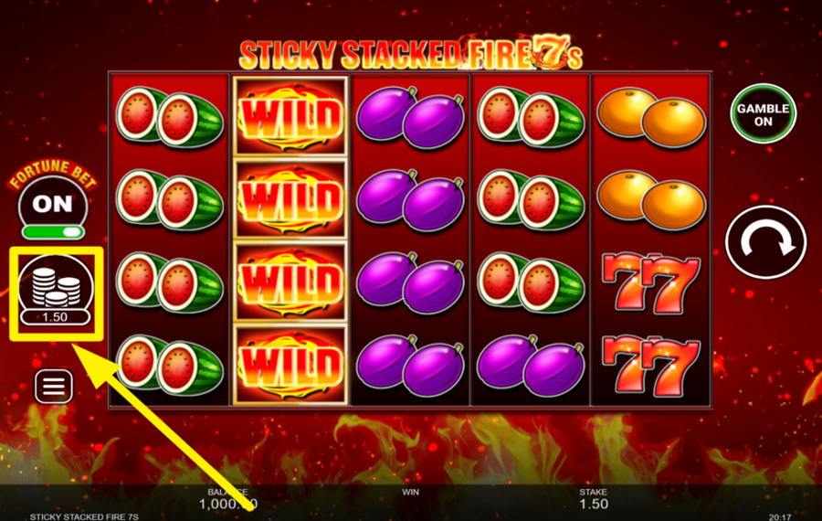 Sticky Stacked Fire 7s Geben Sie Ihren Einsatz an.