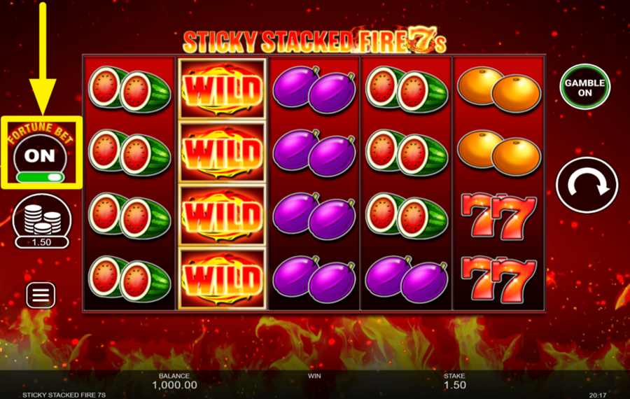 Sticky Stacked Fire 7s GLÜCKSWETTE AKTIVIEREN.
