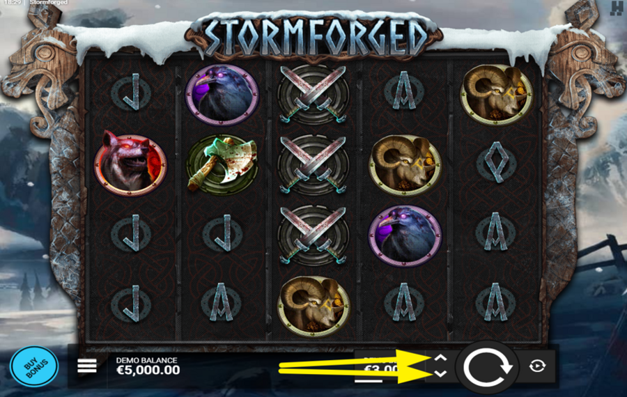 Stormforged SELECT YOUR BET AMOUNT.