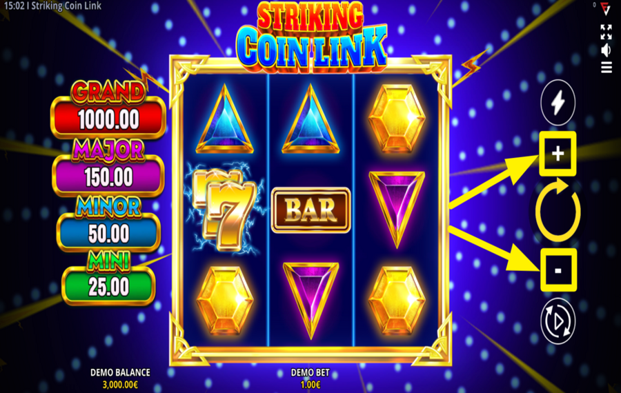 Striking Coin Link ASSIGN A BET VALUE.