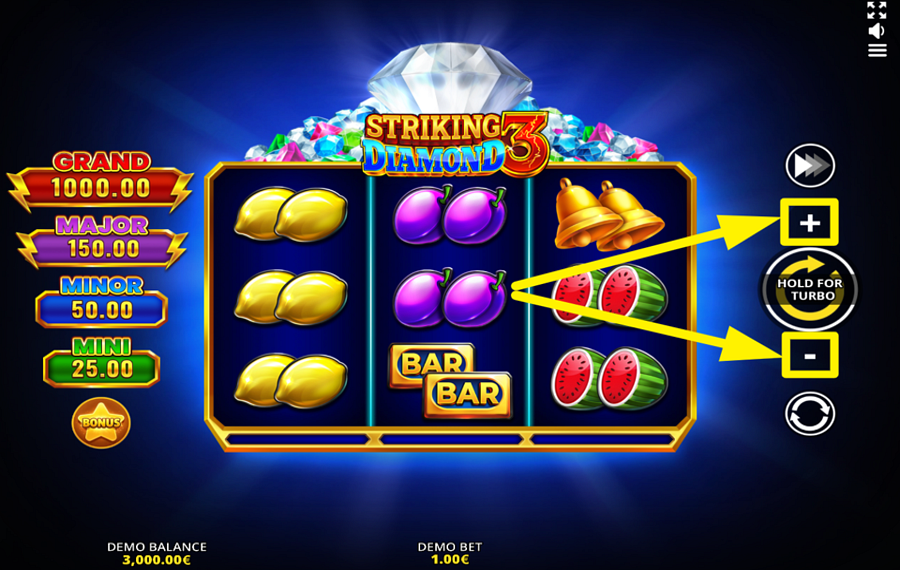 Striking Diamond 3 3x3 Running Wins MODIFICA LA TUA SCOMMESSA.