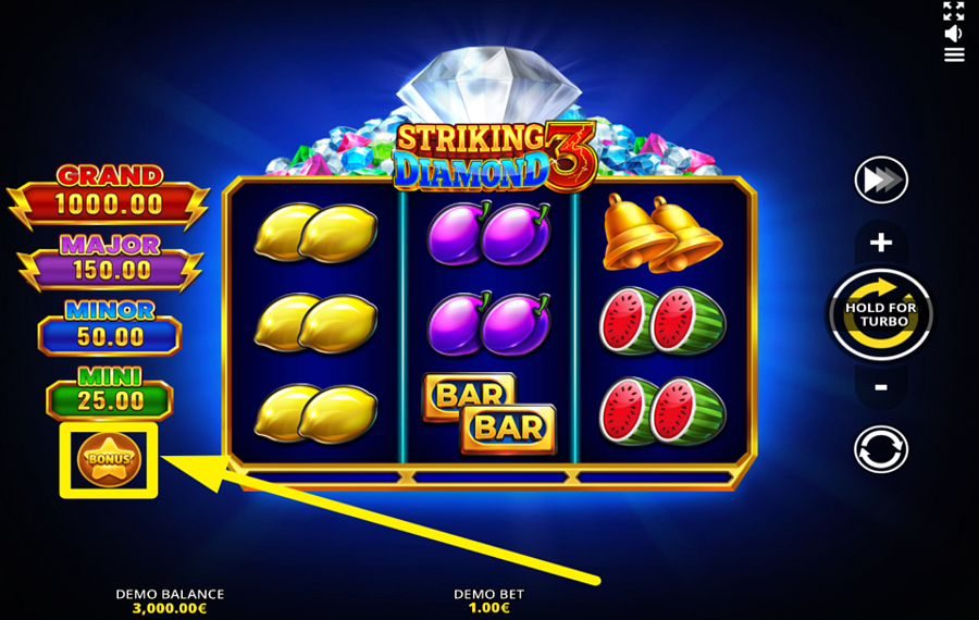 Striking Diamond 3 3x3 Running Wins OTTIENI UN BONUS!