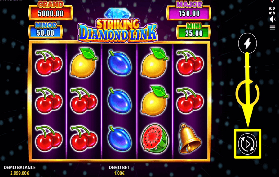 Striking Diamond Link Running Wins START AUTOMATIC SPINS.
