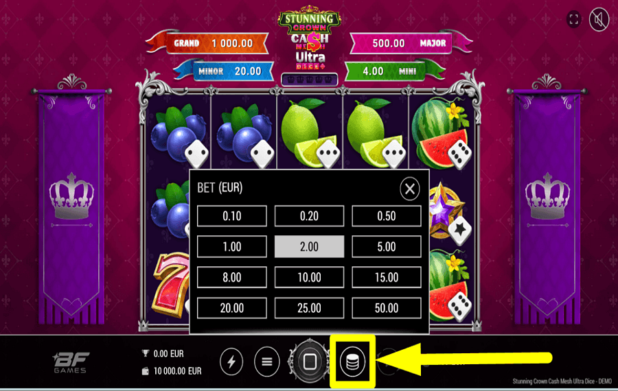 Stunning Crown Cash Mesh Ultra Dice CHOISISSEZ VOTRE MISE.