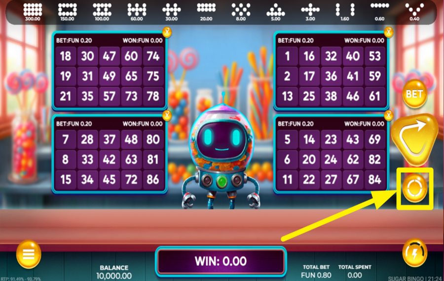 Sugar Bingo ACTIVER LA LECTURE AUTOMATIQUE.