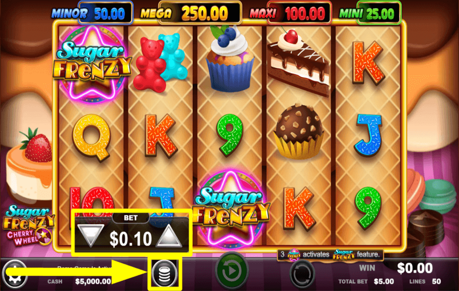 Sugar Frenzy Cherry Wheel DETERMINE THE WAGER.