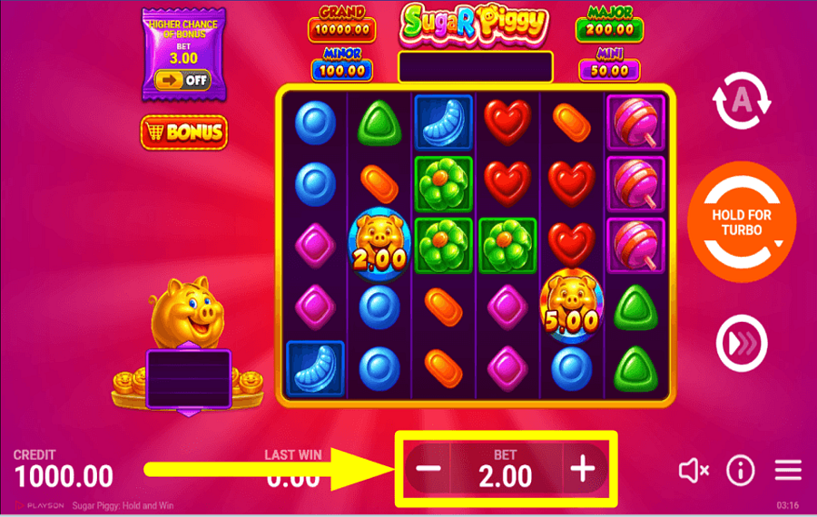 Sugar Piggy Hold and Win 6x5 AJUSTER LA MISE.