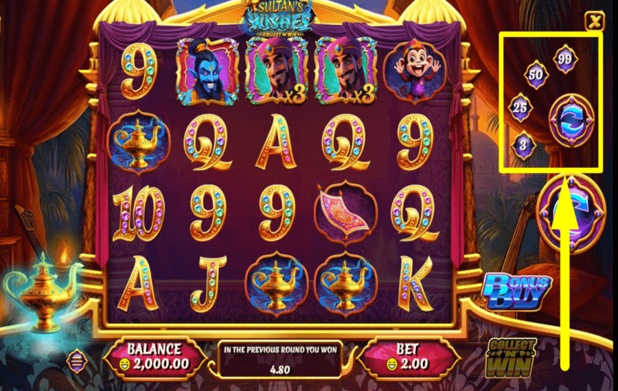 Sultans Wishes Collect N Win PROCEDERE AUTOMATICAMENTE.