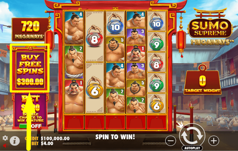 Sumo Supreme Megaways PURCHASE EXTRA SPINS.