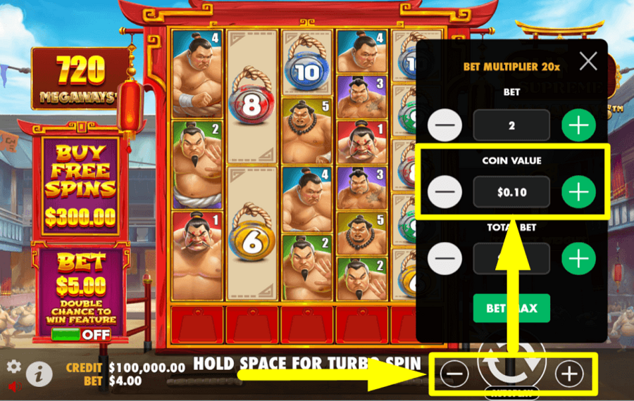 Sumo Supreme Megaways PICK THE COIN VALUE.