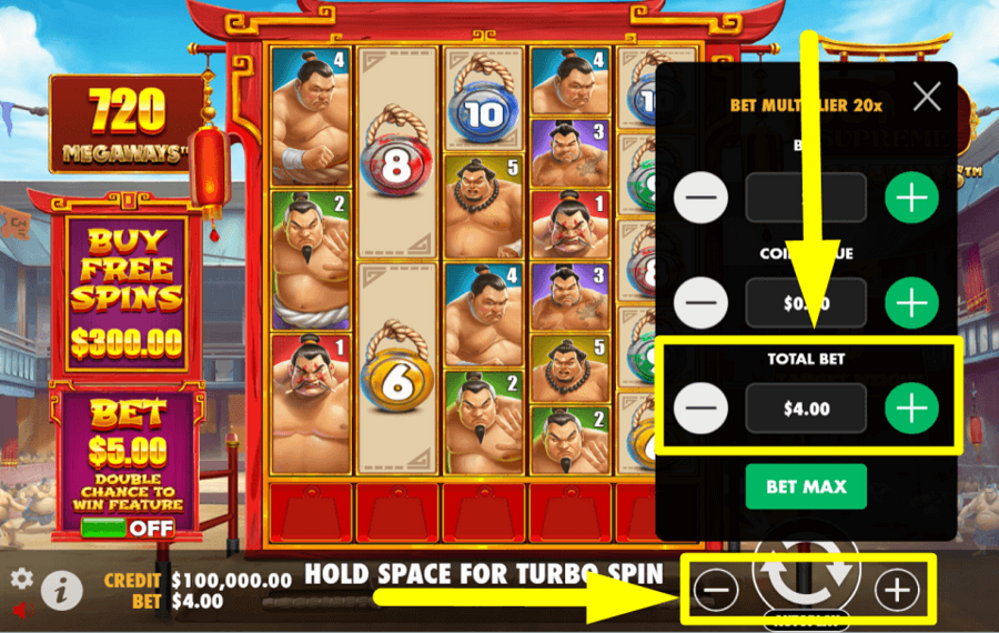 Sumo Supreme Megaways PLACE THE TOTAL BET.