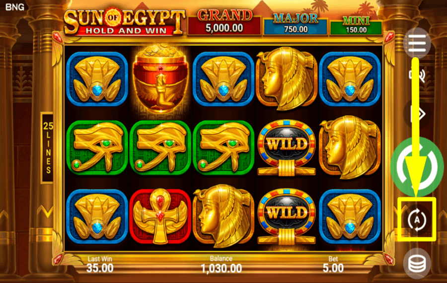 Sun of Egypt WÄHLEN SIE AUTOMATISCHE SPINS.