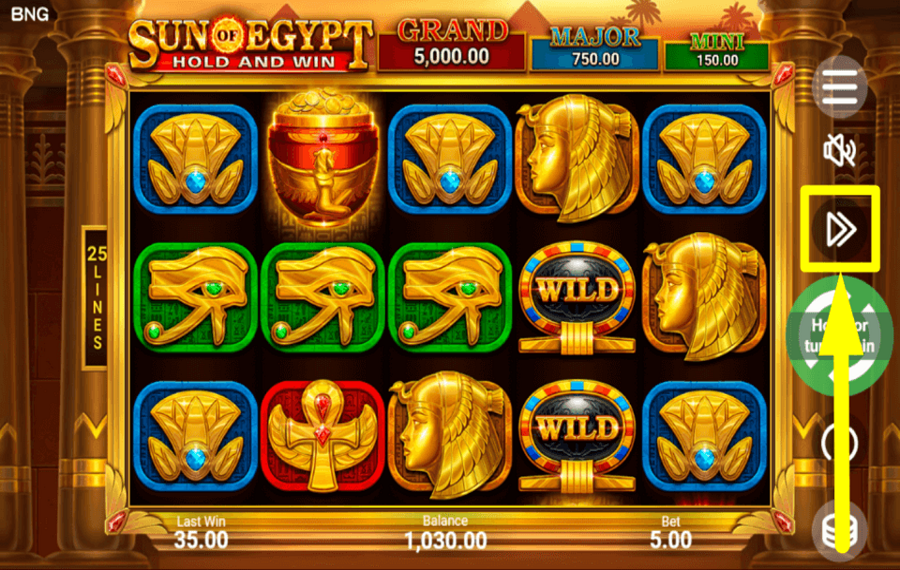 Sun of Egypt BESCHLEUNIGEN SIE DAS SPIEL.