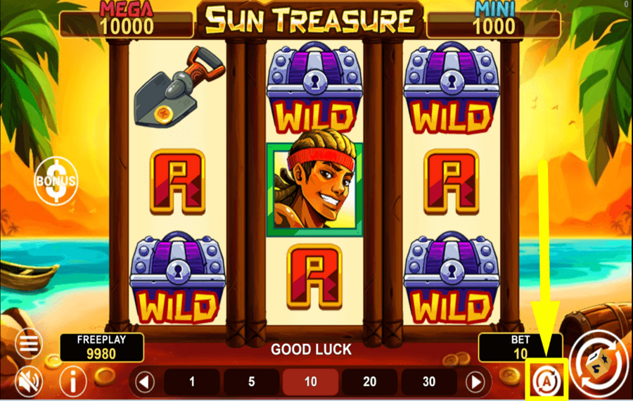 Sun Treasure START AUTOMATIC SPINS.