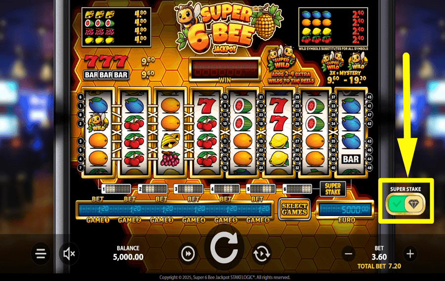 Super 6 Bee Jackpot SET SUPER STAKE.
