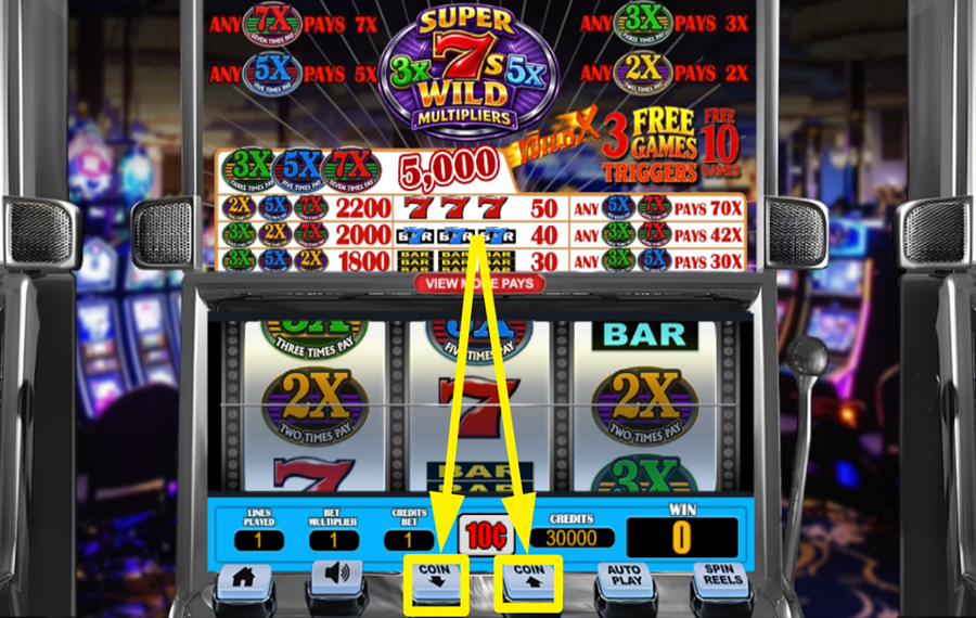 Super 7s Wild Multipliers ADJUST THE COIN VALUE.