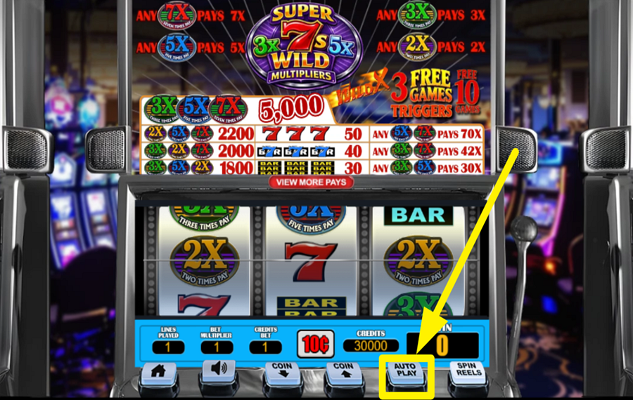Super 7s Wild Multipliers TURN ON AUTOMATIC PLAY.