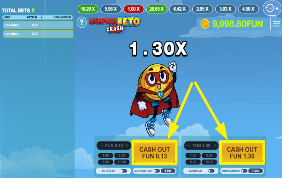 Super Beto Crash CASH OUT YOUR WINNINGS.