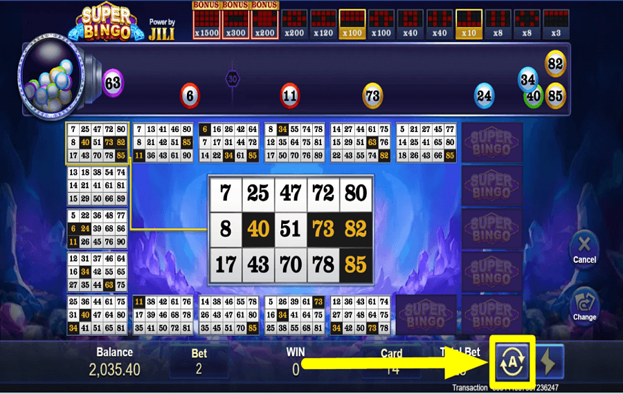 Super Bingo UTILIZZA LA RIPRODUZIONE AUTOMATICA.