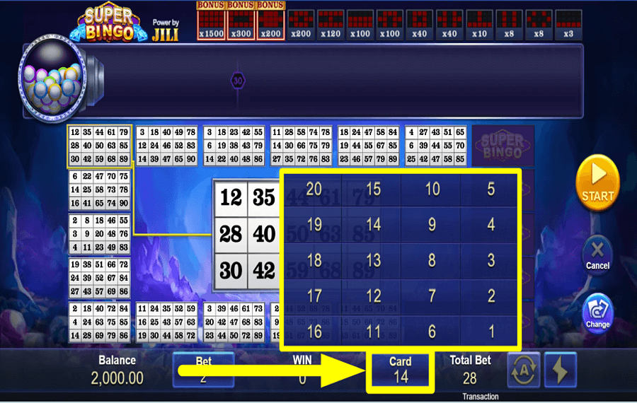 Super Bingo PRENDETE LE VOSTRE CARTE.