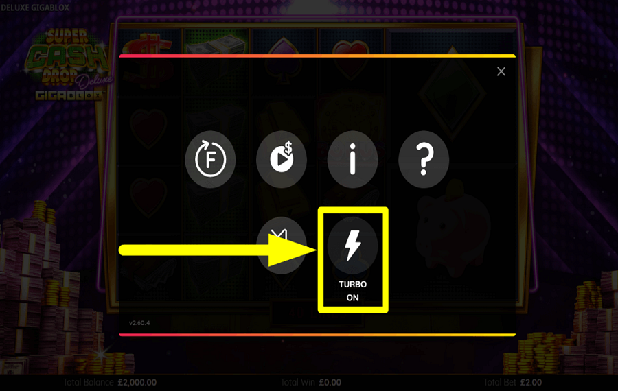Super Cash Drop Deluxe Gigablox ENABLE QUICK SPINS.