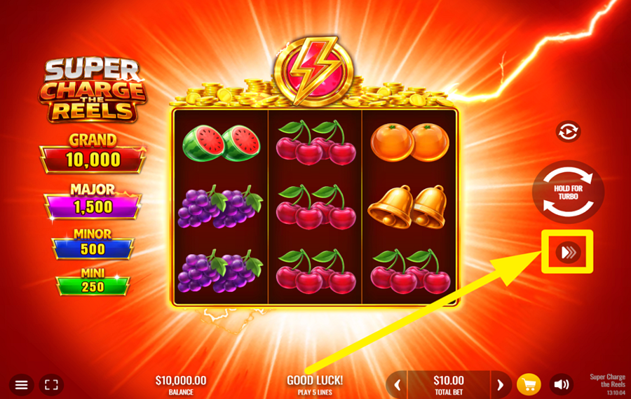 Super Charge the Reels УСКОРЬТЕ ДЕЙСТВИЕ.