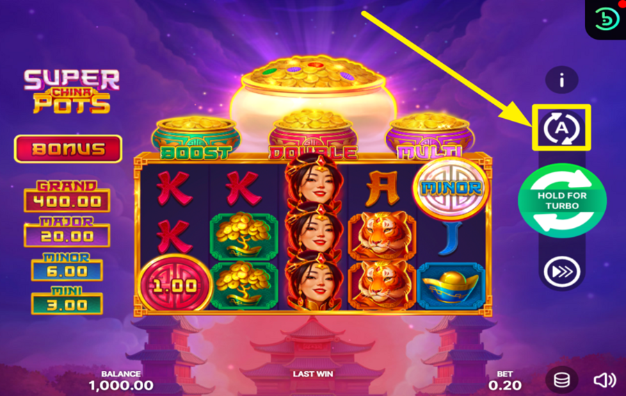 Super China Pots Hold and Win UTILISER LA LECTURE AUTOMATIQUE.