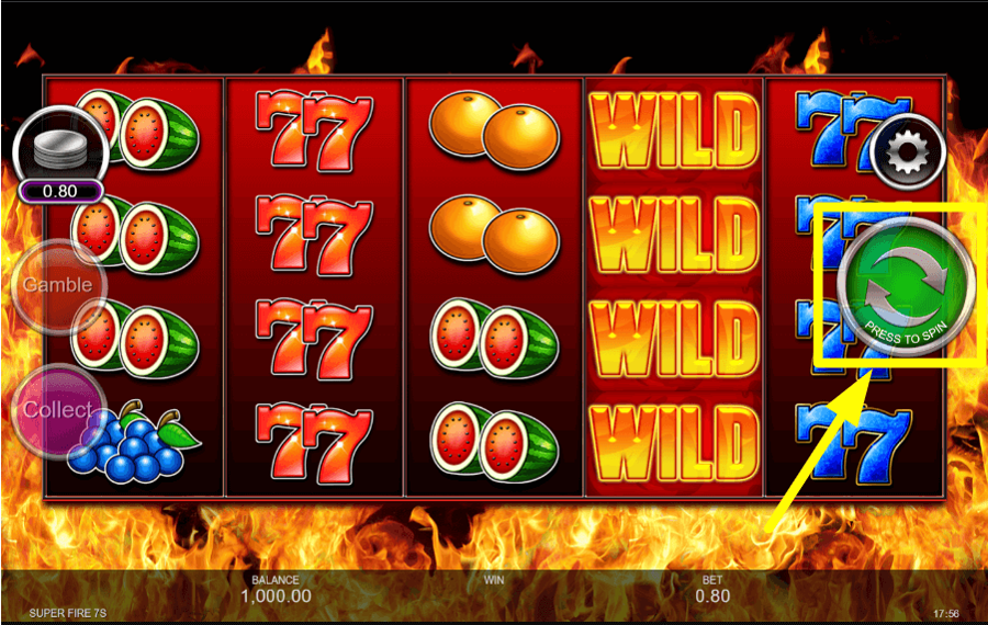 Super Fire 7s Click on the “Spin” button.