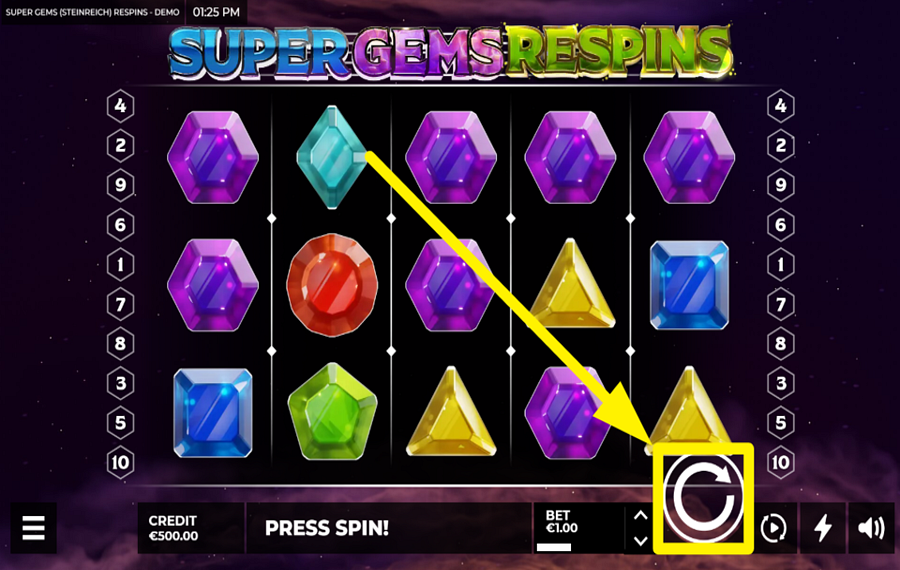 Super Gems Respins GIRA PER LA VITTORIA!
