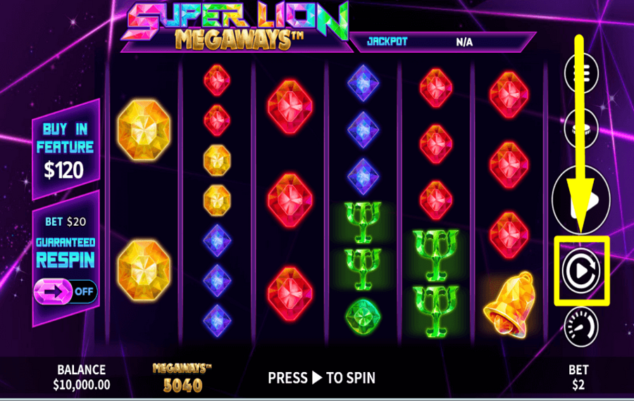 Super Lion Megaways CENTRIFUGA AUTOMATICAMENTE.