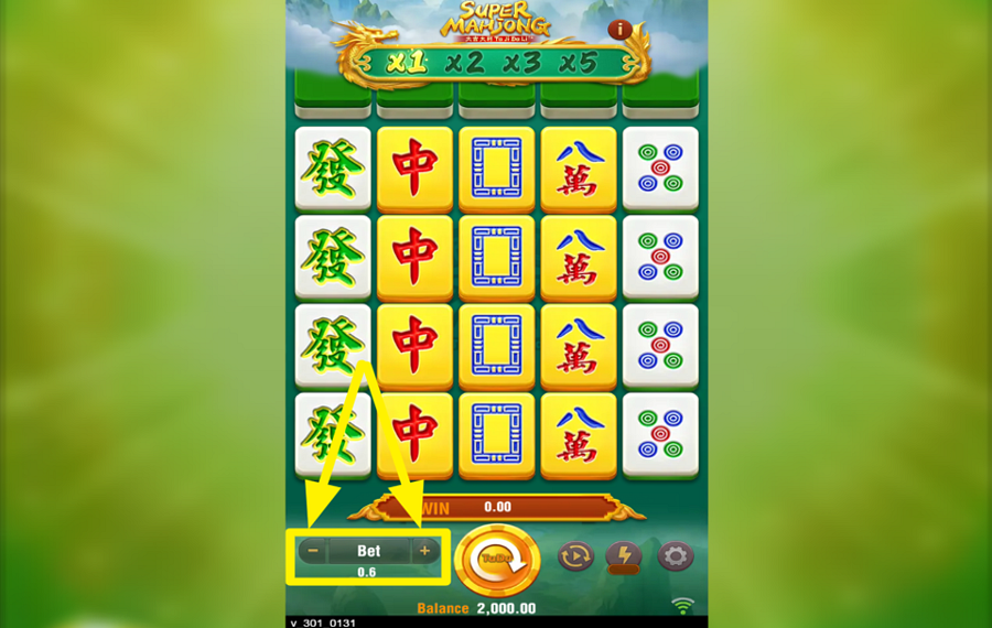 Super Mahjong DECIDI IL VALORE DELLA SCOMMESSA.