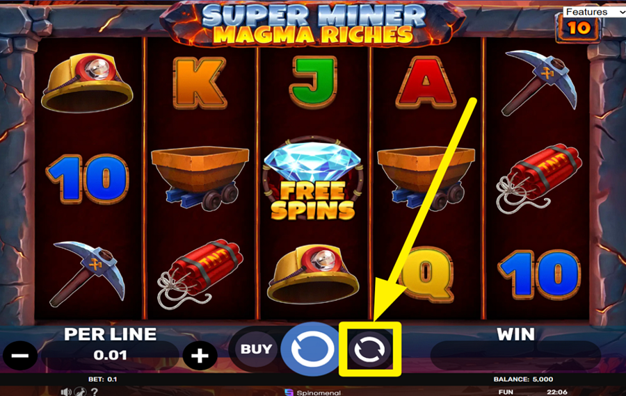 Super Miner Magma Riches DIE ROLLEN DREHEN AUTOMATISCH.