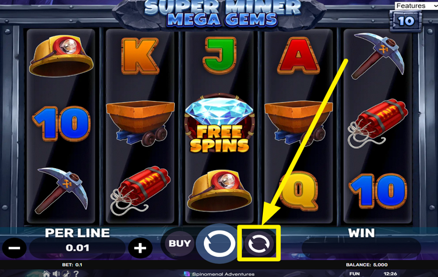 Super Miner Mega Gems UTILIZZA LA RIPRODUZIONE AUTOMATICA.