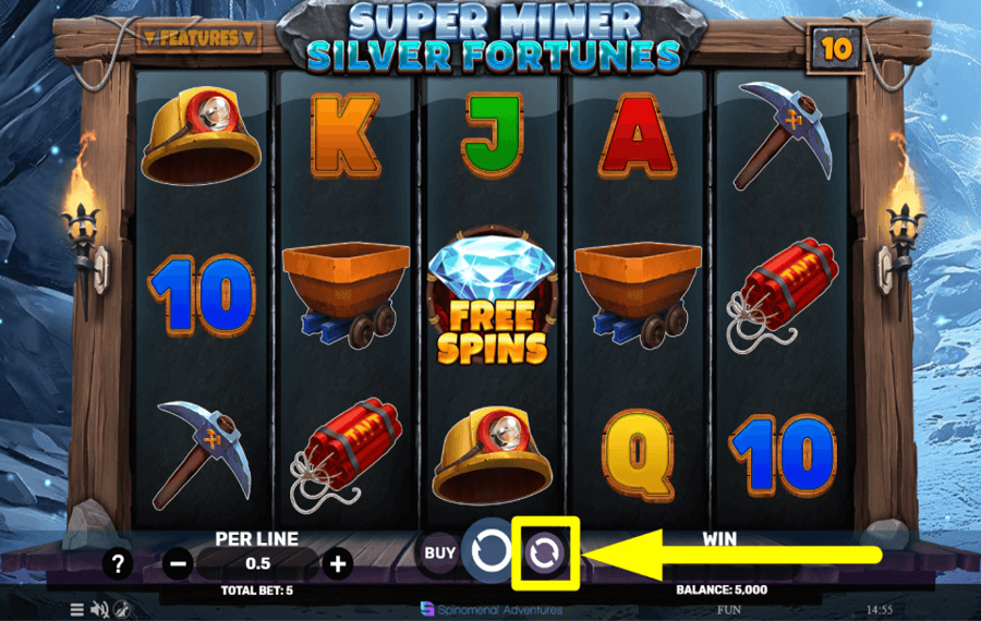 Super Miner Silver Fortunes CHOISISSEZ LES TOURS AUTOMATIQUES.