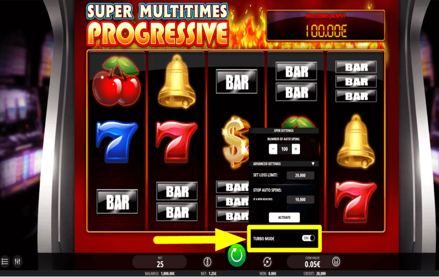 Super Multitimes Progressive CONTROLLA LA VELOCITÀ DEL GIOCO.