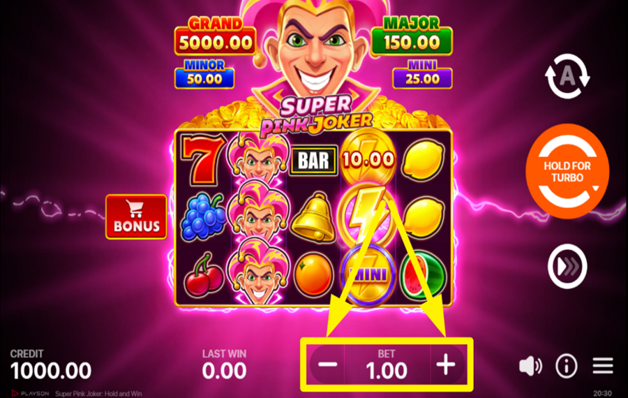 Super Pink Joker Hold and Win PLATZIEREN SIE IHREN EINSATZ.