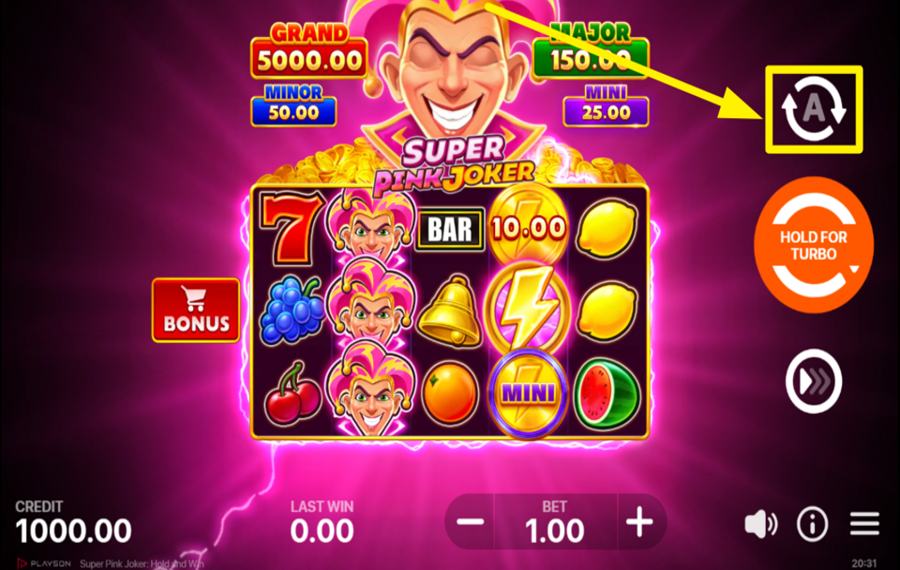 Super Pink Joker Hold and Win VERWENDEN SIE AUTOMATISIERTE SPINS.