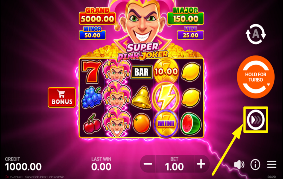 Super Pink Joker Hold and Win BESCHLEUNIGEN SIE DAS SPIEL.