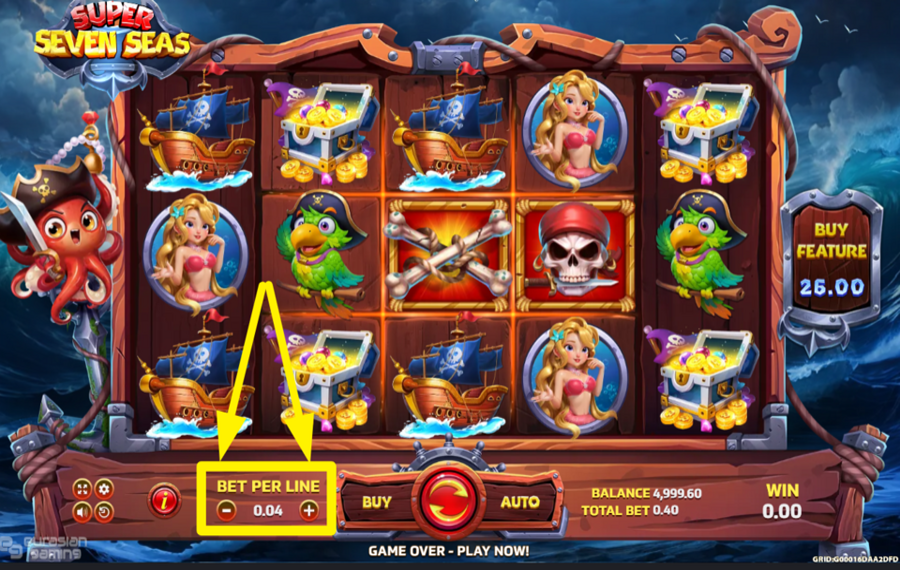 Super Seven Seas SET YOUR LINE BET.