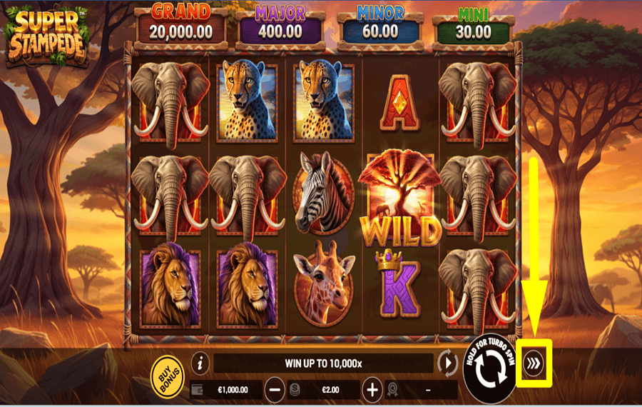 Super Stampede DAS TEMPO KONTROLLIEREN.