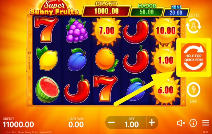 Super Sunny Fruits Hold and Win JOUER LE JEU.