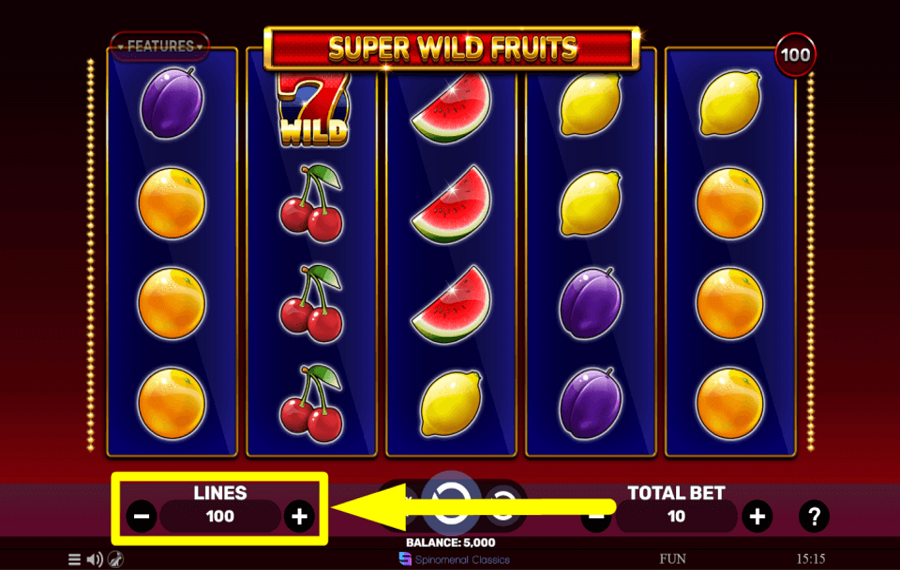 Super Wild Fruits AJUSTEZ LES LIGNES DE PAIEMENT.