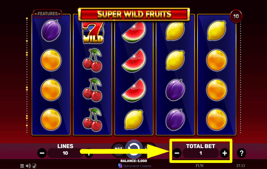 Super Wild Fruits ATTRIBUER LA PARI TOTALE.