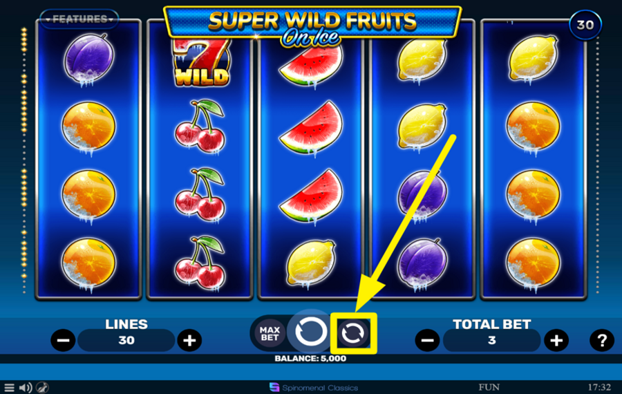 Super Wild Fruits On Ice EMPLOY THE AUTOMATIC SPIN.