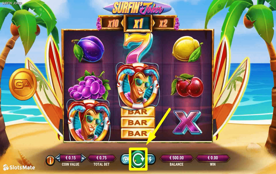 Surfin Joker Нажмите/коснитесь кнопки «Вращать».